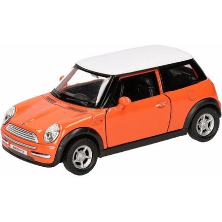 Speelgoed oranje Mini Cooper auto 12 cm - modelauto / auto schaalmodel