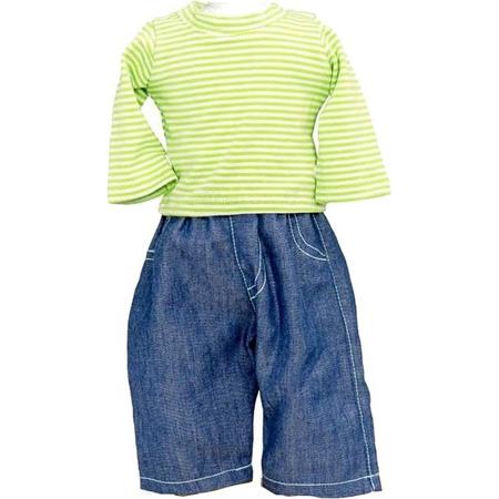 Mini Mommy Jeans Met Shirt 42-46 Cm Blauw/groen 2-delig