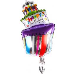 Folie helium ballon Taart Happy Birthday 53cm