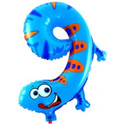 Folie helium ballon cijfer 9 dieren 41cm