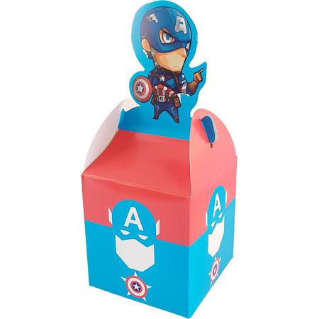 Captain America - traktatie doosje - uitdeeldoosje - kinderfeestje -verjaardag - traktaties - superhero - 10 stuks