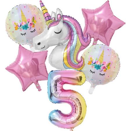 Unicorn ballon set - 110x78cm - Folie Ballon - Eenhoorn - Themafeest - 5 jaar - Verjaardag - Ballonnen - Versiering - Helium ballon
