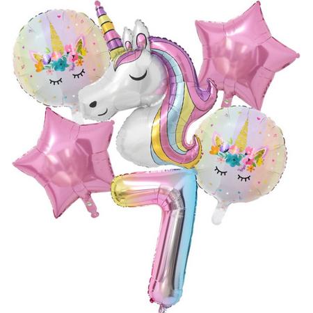Unicorn ballon set - 110x78cm - Folie Ballon - Eenhoorn - Themafeest - 7 jaar - Verjaardag - Ballonnen - Versiering - Helium ballon
