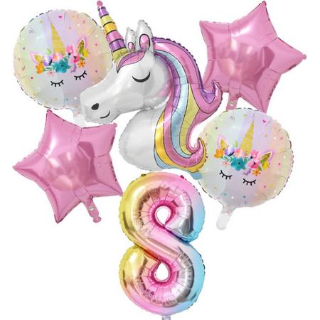 Unicorn ballon set - 110x78cm - Folie Ballon - Eenhoorn - Themafeest - 8 jaar - Verjaardag - Ballonnen - Versiering - Helium ballon