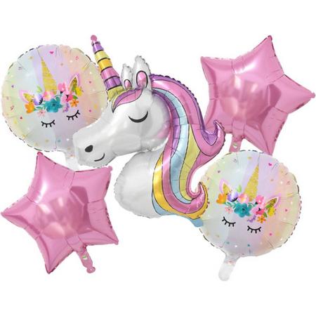 Unicorn ballon set - 110x78cm - Folie Ballon - Eenhoorn - Themafeest - Verjaardag - Ballonnen - Versiering - Helium ballon