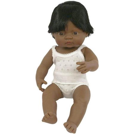 Miniland pop Latijns / Amerikaans donkere meisje badpop 38 cm