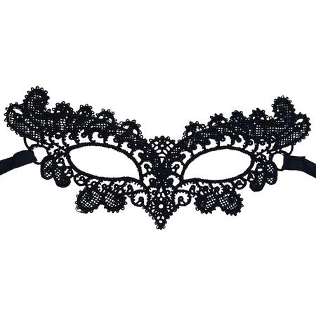 Miresa - Sexy Burlesque Masker - Feestmasker Carnaval & Gala - Zwart - Kant - MM017