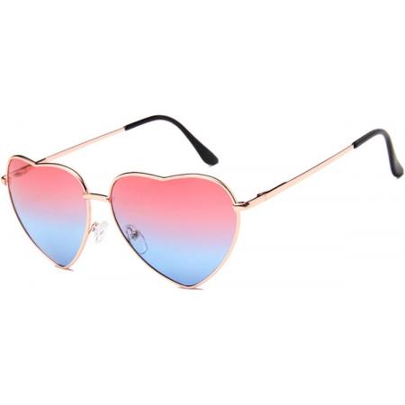 hart zonnebril - Love zonnebril – Festival zonnenbril - roze en blauw
