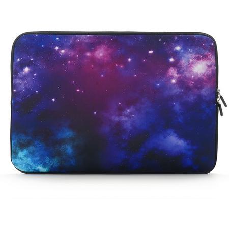 Laptop Sleeve met Galaxy print tot 14 inch   Blauw/Paars/Roze