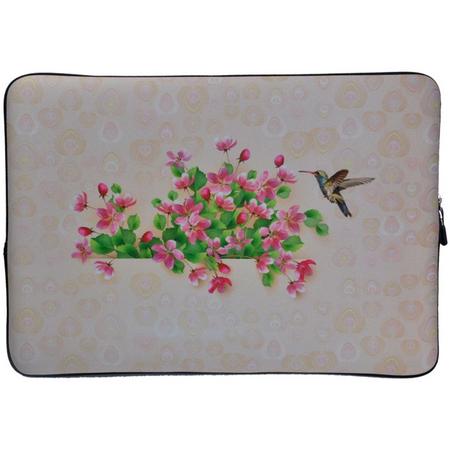 Laptop Sleeve met bloemen tot 13 inch   Cr me/Roze