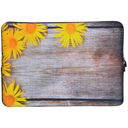 Laptop Sleeve met bloemen tot 15 inch – Geel/Bruin