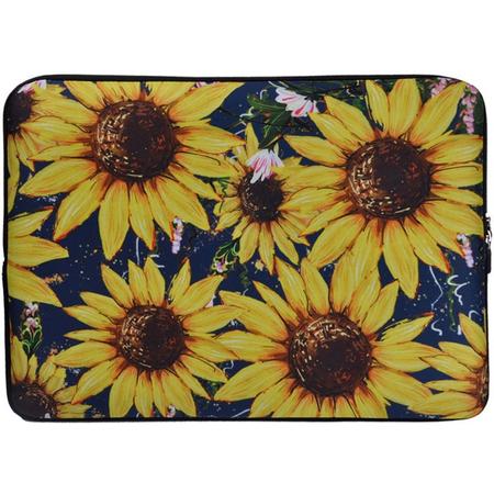 Laptop Sleeve met zonnebloemen tot 14 inch   Geel/Blauw