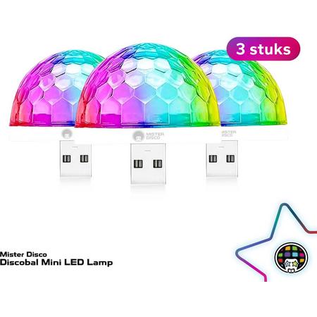 Discobal Mini LED Lamp - Feestverlichting - Muziek Gestuurd - USB - Set van 3 stuks