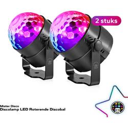 Discolamp LED Roterende Discobal - Party Bol - Feestverlichting - Set van 2 stuks