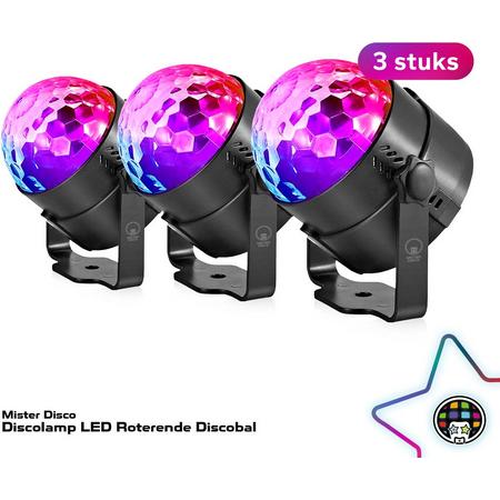 Discolamp LED Roterende Discobal - Party Bol - Set van 3 Stuks