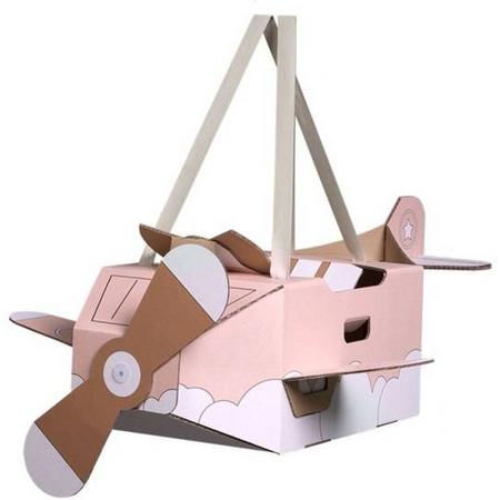 Bouwpakket Kartonnen Vliegtuig Roze