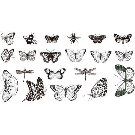 40 Vlinder / Insect Zwart/Wit Stickers - Butterfly Sticker