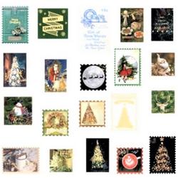 Vintage kerstpostzegel stickers - 40 stuks - Kerststickers - Voor o.a Bulletjournal, scrapbooking of het maken van kerstkaarten