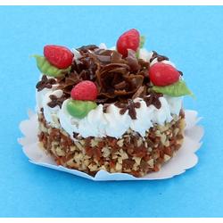 Miniatuur chocolade slagroom taart schaal 1:12 / Poppenhuisinrichting / Miniatuur gebakje