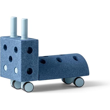 Modu Activity toy Tiny Ride - Loopauto - zachte blokken - speelgoed 1 jaar - speelgoed 2 jaar - Deep Blue / Sky Blue