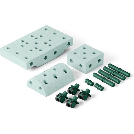 Modu Curiosity Kit - Zachte blokken- 13 onderdelen- Open Ended speelgoed -Speelgoed 1 -2-3 jaar - Ocean Mint / Forest Green