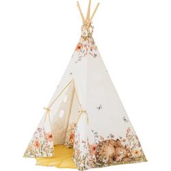 Moi Mili Tipi Tent - 100% Katoen - 130x130x170cm - Speeltent & Speelmat Wildflowers