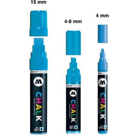 Blauwe krijtstiften set - 3 chalk blauwe markers in verschillende maten - Diverse toepassingen zoals glas, spiegel, krijtbord, schoolbord