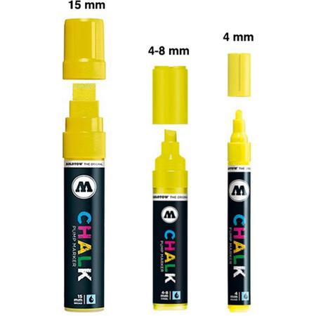 Gele krijtstiften set - 3 chalk gele markers in verschillende maten - Diverse toepassingen zoals glas, spiegel, krijtbord, schoolbord
