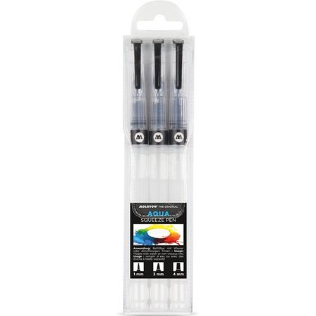 Molotow Aqua Squeeze Pen Basic-Set 1 - 1, 3 & 4 mm aqua squeeze penselen set