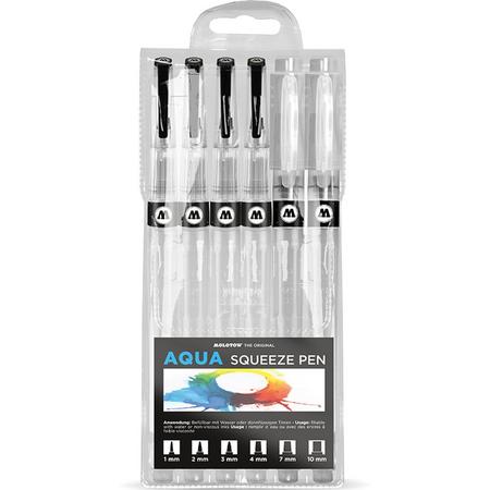 Molotow Aqua Squeeze Pen Basic-Set 2 - 1, 2, 3, 4, 7 & 10 mm aqua squeeze penselen set