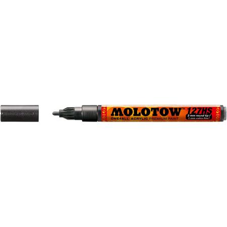 Molotow ONE4ALL 2mm Acryl Marker - Metallic Zwart - Geschikt voor vele oppervlaktes zoals canvas, hout, steen, keramiek, plastic, glas, papier, leer...