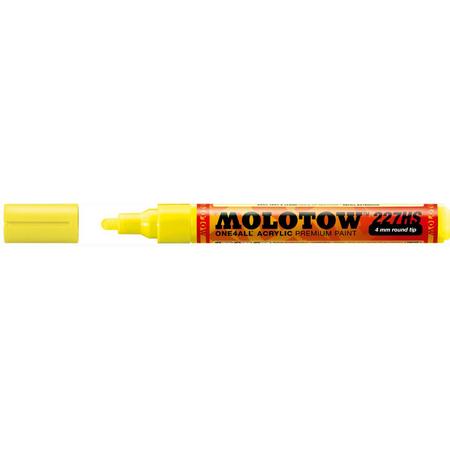 Molotow ONE4ALL 4mm Acryl Marker - Fluoriserend Geel - Geschikt voor vele oppervlaktes zoals canvas, hout, steen, keramiek, plastic, glas, papier, leer...