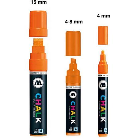 Oranje krijtstiften set - 3 chalk oranje markers in verschillende maten - Diverse toepassingen zoals glas, spiegel, krijtbord, schoolbord