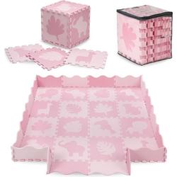 MoMi Speelkleed met opstaande rand - EVA Foam puzzelmat - Speelmat XL - Zawi - Roze