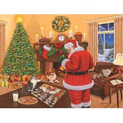 Diamond Painting Pakket - Serie Kerstmis - Kerstman met Puzzel - 40x30 cm - Complete Set - Volledige Bedekking - Ronde Steentjes - Dielay