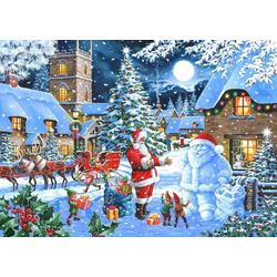 Diamond Painting Pakket - Serie Kerstmis - Sneeuwpop en Kerstman - 40x30 cm - Complete Set - Volledige Bedekking - Ronde Steentjes - Dielay
