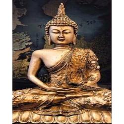 Full Diamond Painting Volwassenen  -  Ronde Steentjes  -  Volledig Pakket  - Hobby - Spiritueel  - Buddha beeld met blauwe achtergrond 30 x 40 cm