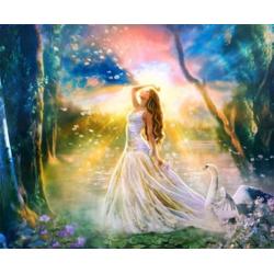 Full Diamond Painting Volwassenen  - Ronde Steentjes  - Volledig Pakket  - Hobby  - Fantasy - Magische prinses in het betoverde bos 50x40 cm