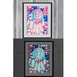 Glow In The Dark Diamond Painting Volwassenen/Kinderen  - Ronde Steentjes  - Volledig Pakket  - Hobby  - Abstract  - Kleurrijke dromenvanger 35x25cm