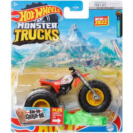 Hot Wheels Monster Jam truck Tri To Crush Me motor - monstertruck 9 cm schaal 1:64