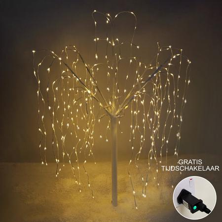 Wilgenboom LED kerstverlichting - 180 m hoog - 400 warme lichtjes - Wit - verlicht kerstfiguur