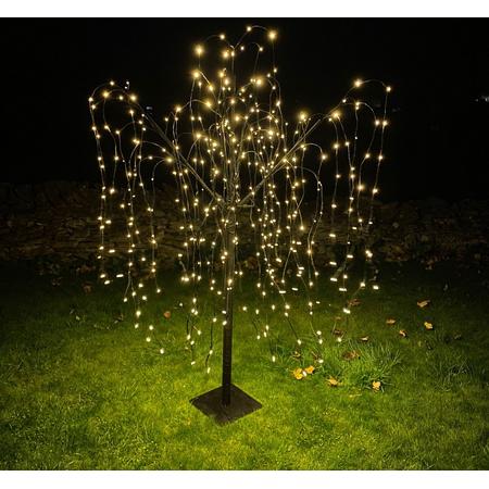 Wilgenboom LED kerstverlichting - Zwart - 180 m hoog - 400 warme lichtjes - verlicht kerstfiguur