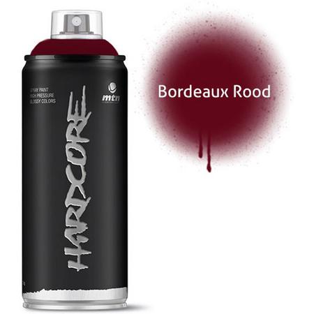 1x Hardcore2 spuitbus - 400ml Bordeaux rode spuitverf - Hoge druk en glossy afwerking - Spuitverf voor binnen en buiten gebruik voor vele doeleinden, zoals klussen, graffiti, hobby en kunst