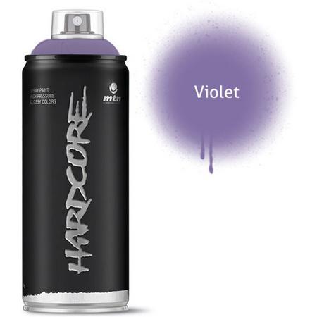 1x Hardcore2 spuitbus - 400ml Violet spuitverf - Hoge druk en glossy afwerking - Spuitverf voor binnen en buiten gebruik voor vele doeleinden, zoals klussen, graffiti, hobby en kunst