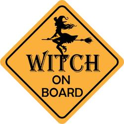 Auto/raam sticker witch on board1 15x15cm