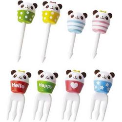 Kawaii Bento Prikkers & Vorkjes Cupcake Panda - 8 stuks prikkertjes voor lunchbox / bentobox