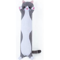 Kawaii Knuffel Cat Grijs - 50CM long Super soft en stretchy kat plush