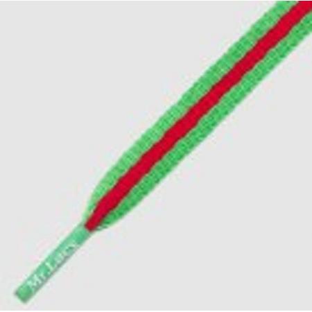 10 mm x 130 cm Plat - rood / groen - Stripies Platte gestreepte veter