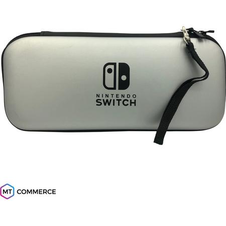 Nintendo Switch Beschermhoes voor Opbergen en Beschermen - Hardcover Hoes / Case / Skin met Handgrip - Zilver