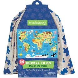 Mudpuppy Puzzle To Go - Map of the world - 36pcs